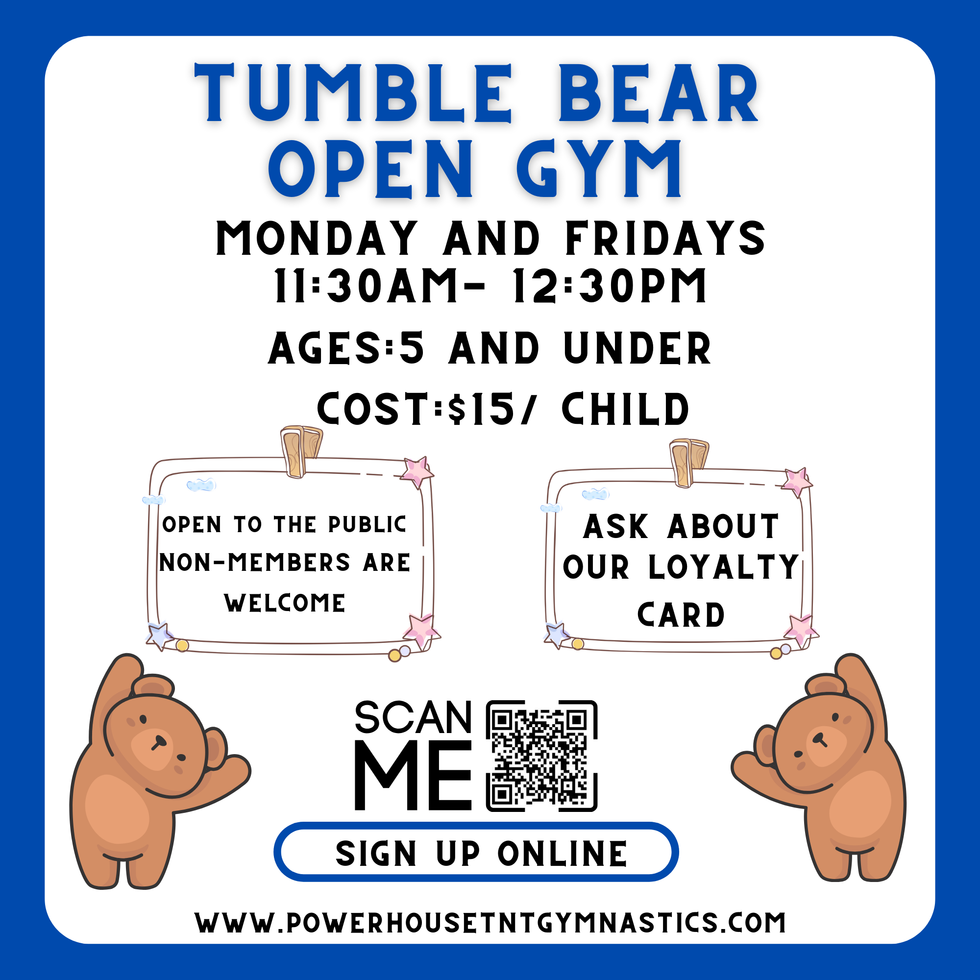 tumble bear open gym (8 x 8 in)